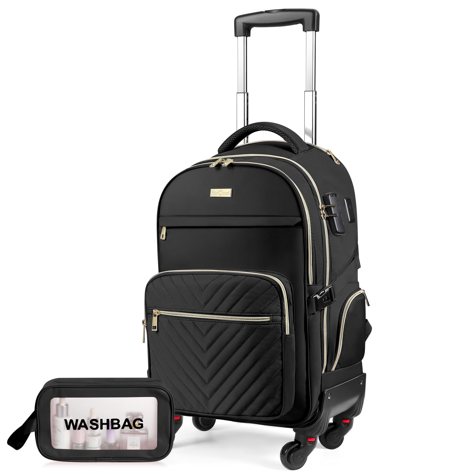 best rolling backpack for airline travel carry on Star Cloud Rolling Backpack for Women, 21"x14"x9", 45L Travel Backpack – StarCloud Bag