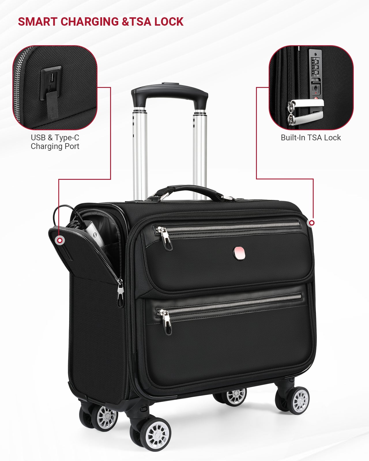 star cloud Rigid Frame Roling Laptop Bag on Wheels, Rolling Briefcase,Water Resistant Rolling Computer Bag for 18 Inch Laptop, Work Travel and Business