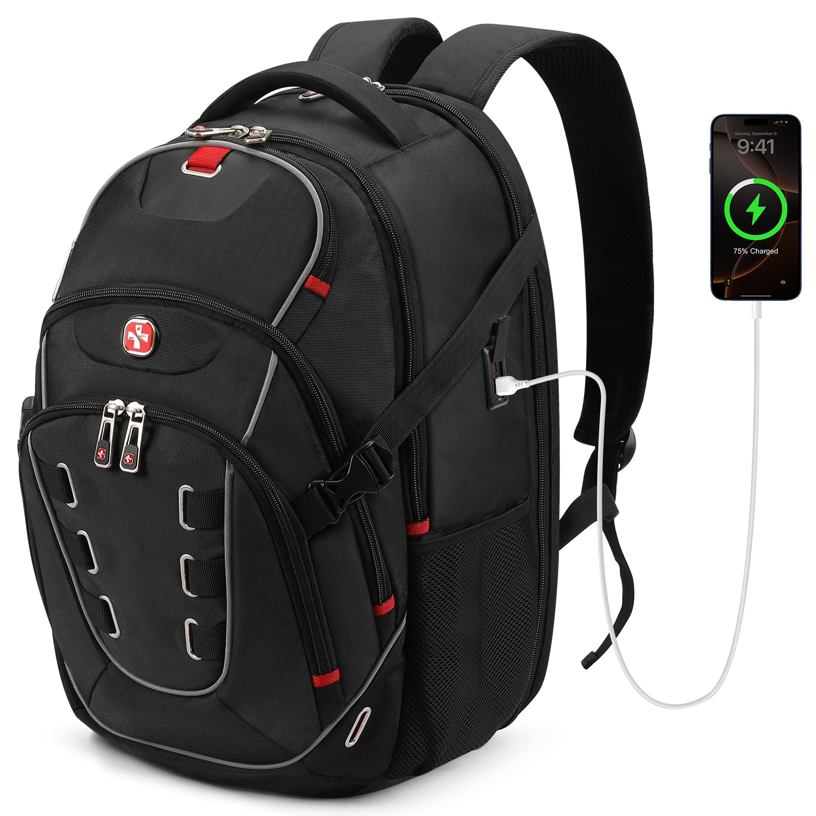 star cloud 17.3 Inch Laptop Backpack for Men, Travel Laptop Backpack with USB & Type-C Charging, TSA Friendly Carry On Business Backpack, Large Utility Tech Backpack for Work and Travel