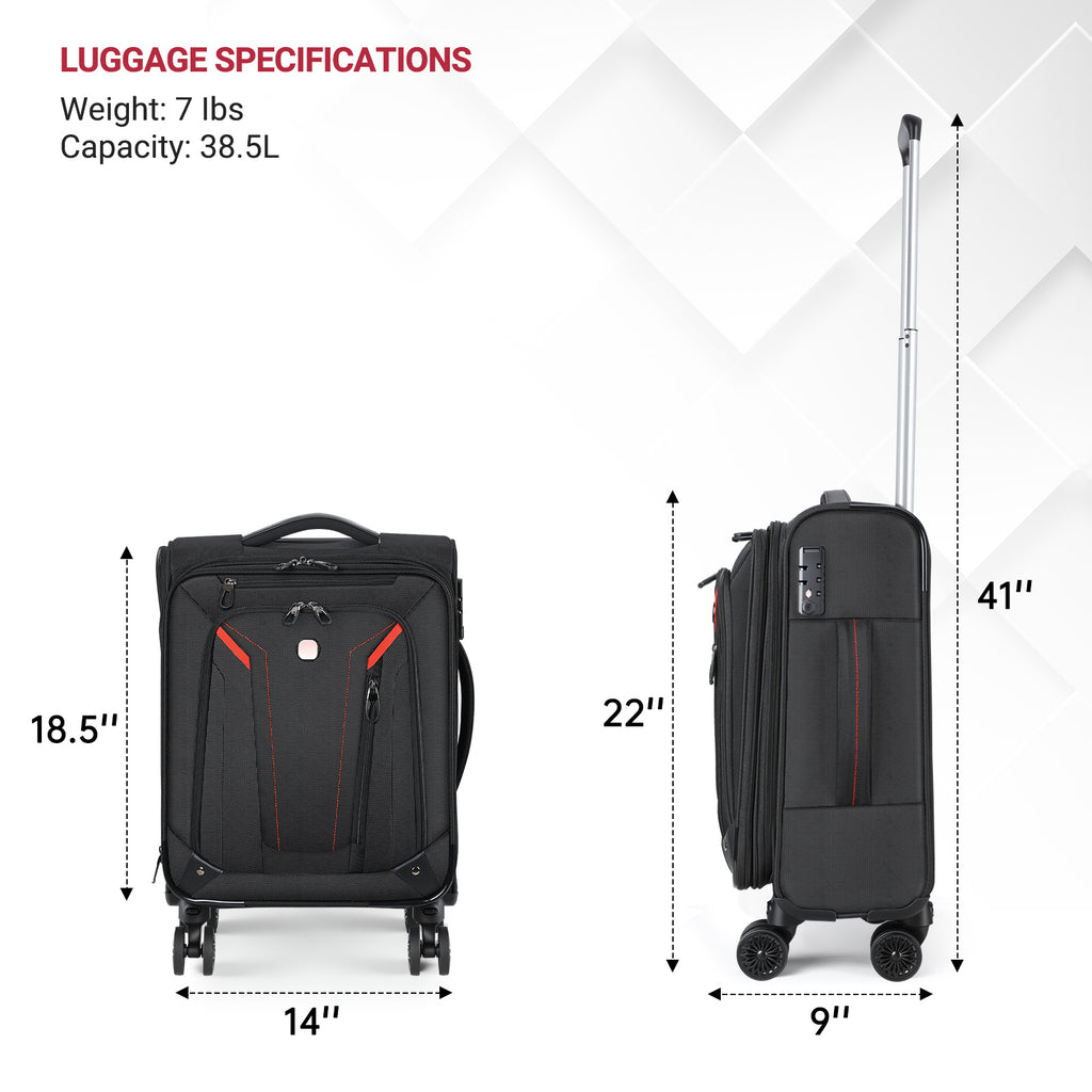 star cloud Carry On Luggage 22x14x9 Airline Approved, 22 Inch Rigid Frame Suitcases with Detachable Spinner Wheels, Softside Carry On Suitcase with USB&Type-C Ports,TSA Lock,Large Travel Luggage