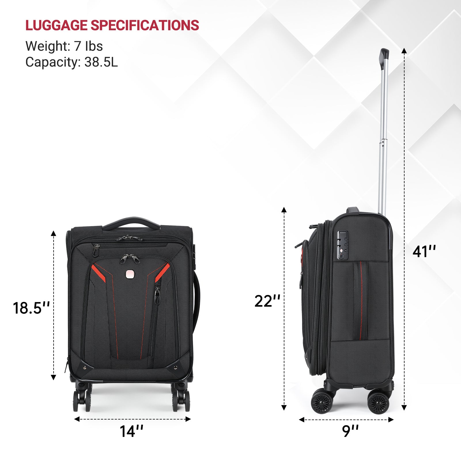 star cloud Carry On Luggage 22x14x9 Airline Approved, 22 Inch Rigid Frame Suitcases with Detachable Spinner Wheels, Softside Carry On Suitcase with USB&Type-C Ports,TSA Lock,Large Travel Luggage