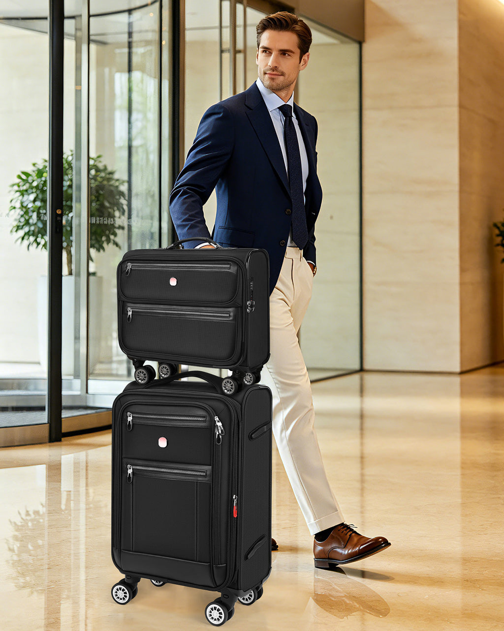 star cloud Softside Expandable Spinner Luggage Durable Lightweight Travel Suitcase, Black
