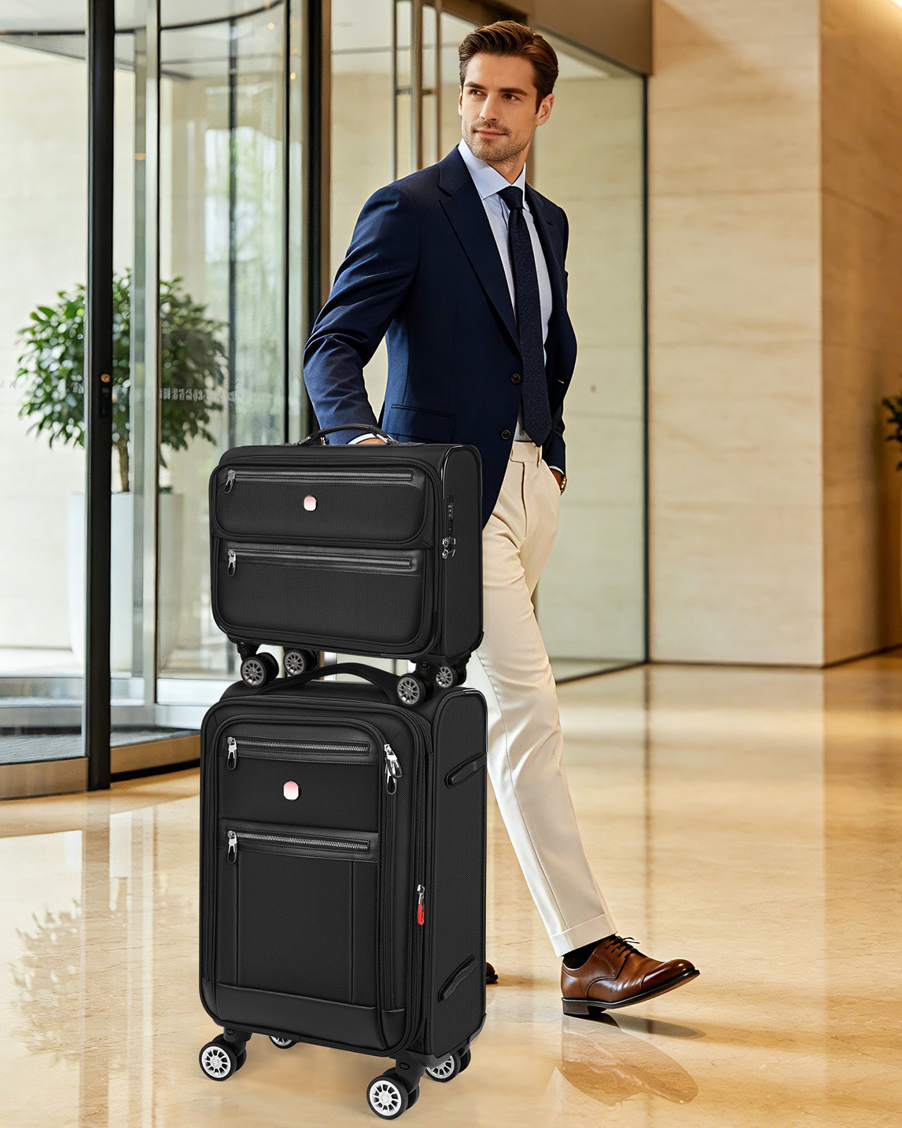 star cloud Softside Expandable Spinner Luggage Durable Lightweight Travel Suitcase, Black