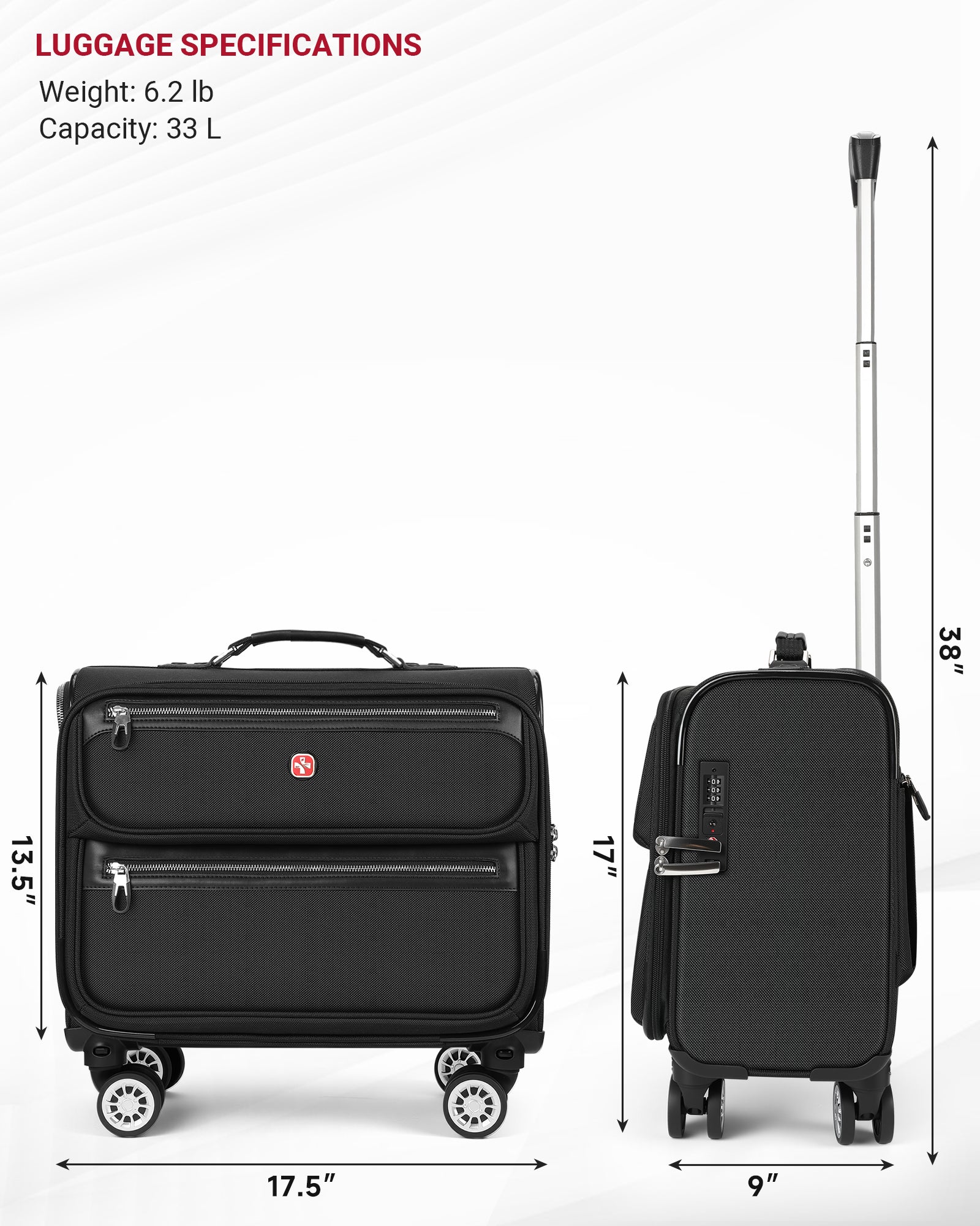 star cloud Rigid Frame Roling Laptop Bag on Wheels, Rolling Briefcase,Water Resistant Rolling Computer Bag for 18 Inch Laptop, Work Travel and Business