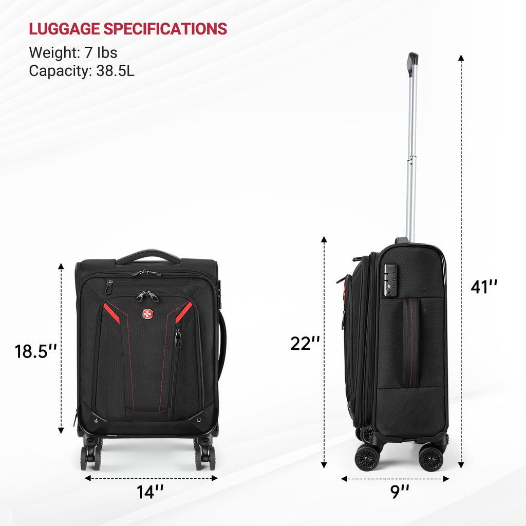 star cloud Carry On Luggage 22x14x9 Airline Approved, 22 Inch Rigid Frame Suitcases with Detachable Spinner Wheels, Softside Carry On Suitcase with USB&Type-C Ports,TSA Lock,Large Travel Luggage