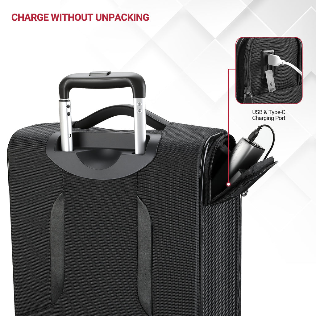 star cloud Carry On Luggage 22x14x9 Airline Approved, 22 Inch Rigid Frame Suitcases with Detachable Spinner Wheels, Softside Carry On Suitcase with USB&Type-C Ports,TSA Lock,Large Travel Luggage