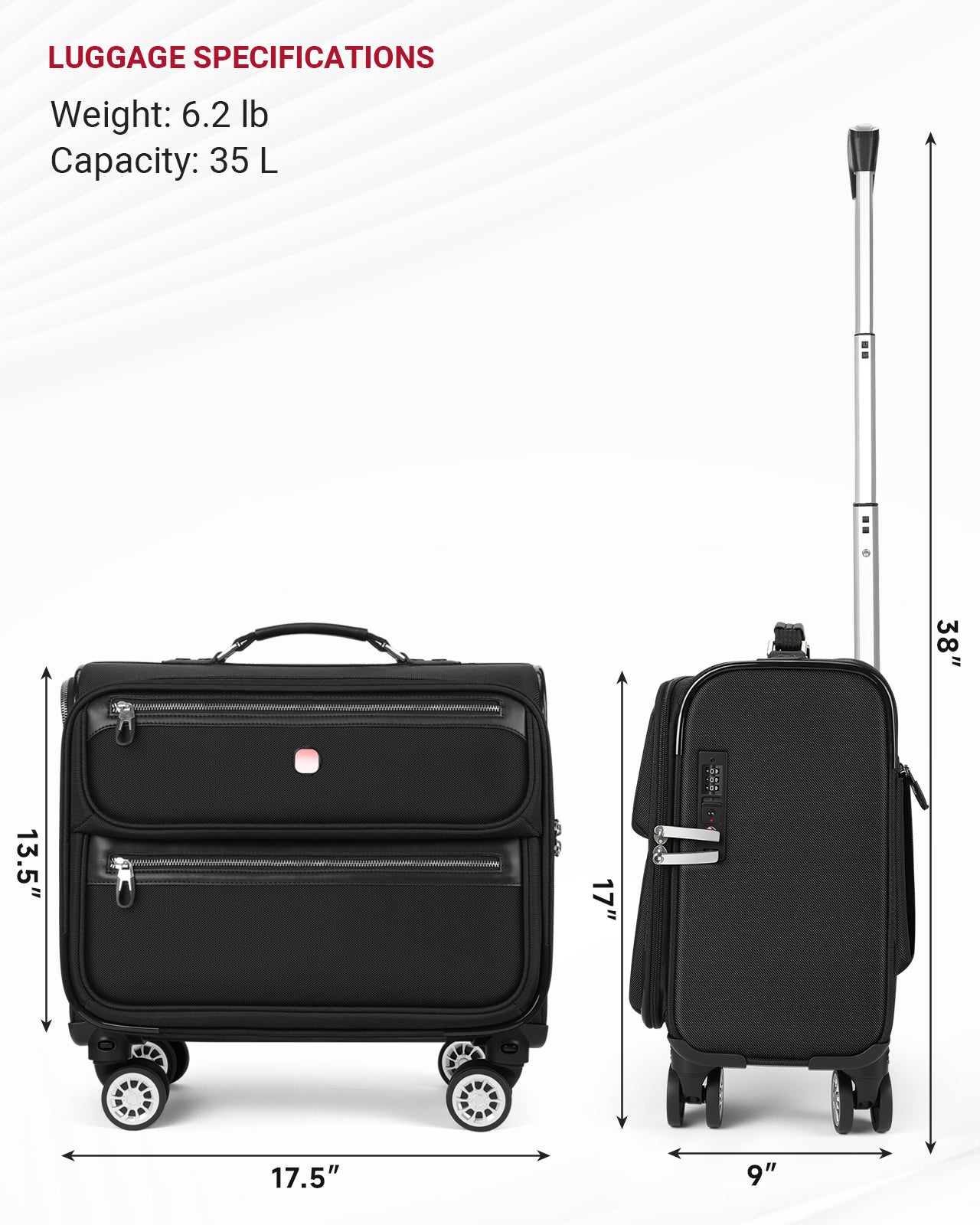 star cloud Rigid Frame Roling Laptop Bag on Wheels, Rolling Briefcase,Water Resistant Rolling Computer Bag for 18 Inch Laptop, Work Travel and Business