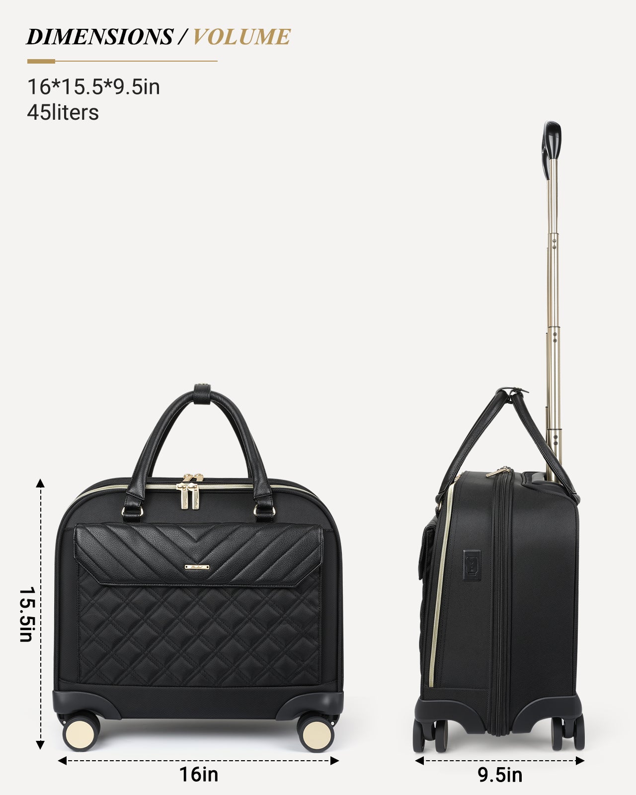 star cloud 4 wheel Rigid Frame Rolling Laptop Bag for Women