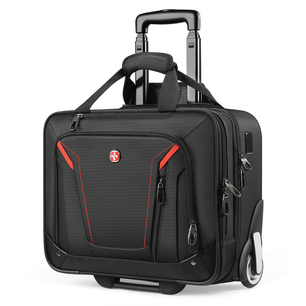 star cloud Rigid Frame Rolling Laptop Bag 18"×14"×8", Water-Resistant Rolling Briefcase with Wheels, Business Travel Computer Bag, Underseat Carry-on Luggage for Men & Women