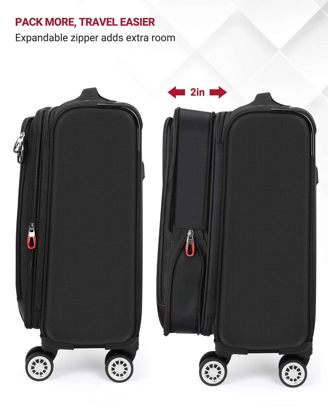 star cloud Softside Expandable Spinner Luggage Durable Lightweight Travel Suitcase, Black