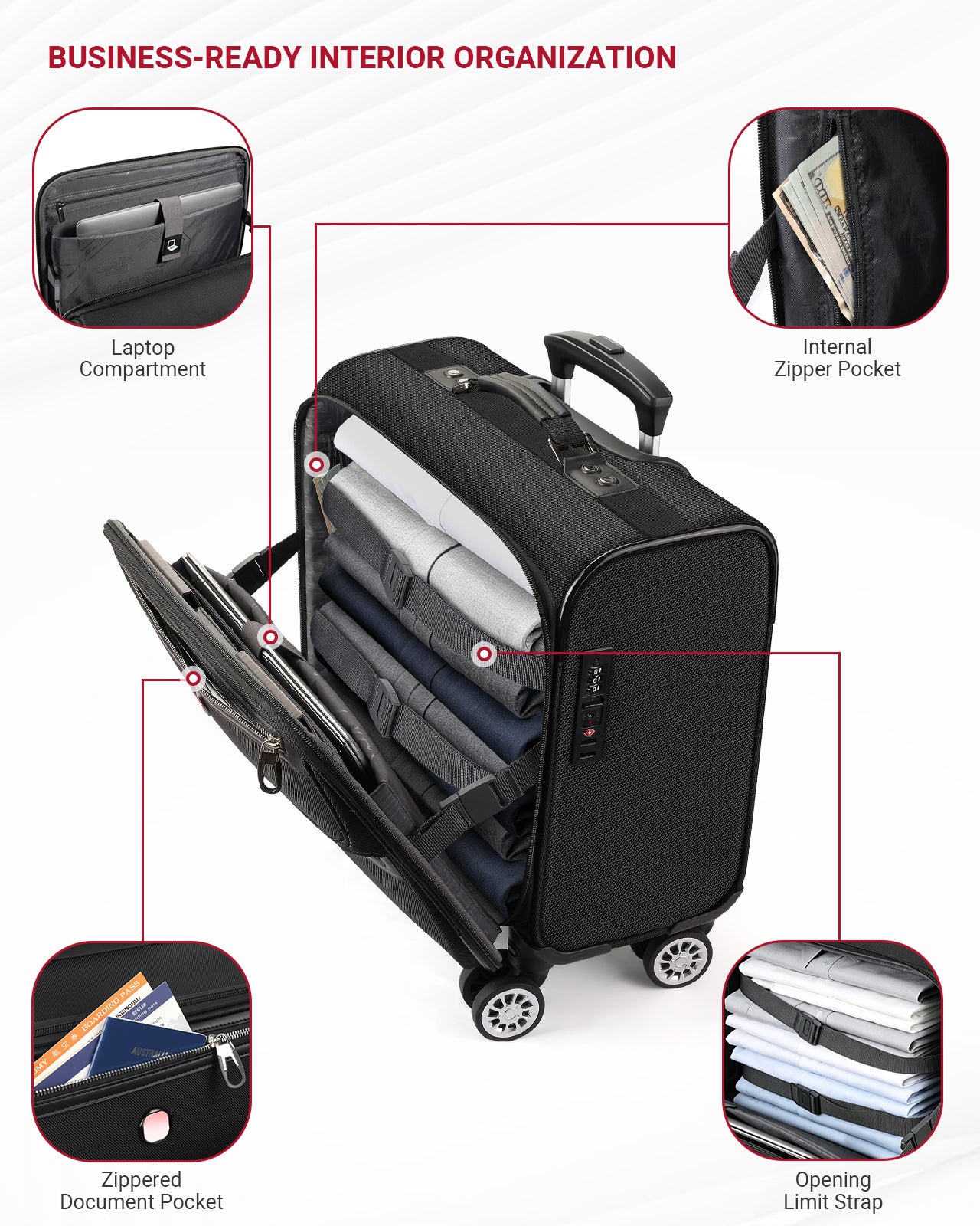 star cloud Rigid Frame Roling Laptop Bag on Wheels, Rolling Briefcase,Water Resistant Rolling Computer Bag for 18 Inch Laptop, Work Travel and Business