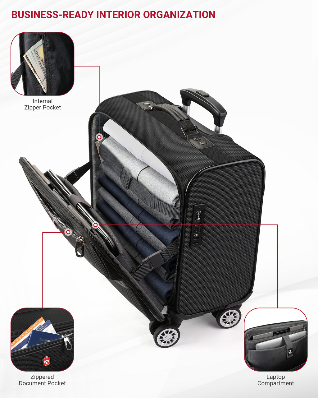 star cloud Rigid Frame Roling Laptop Bag on Wheels, Rolling Briefcase,Water Resistant Rolling Computer Bag for 18 Inch Laptop, Work Travel and Business