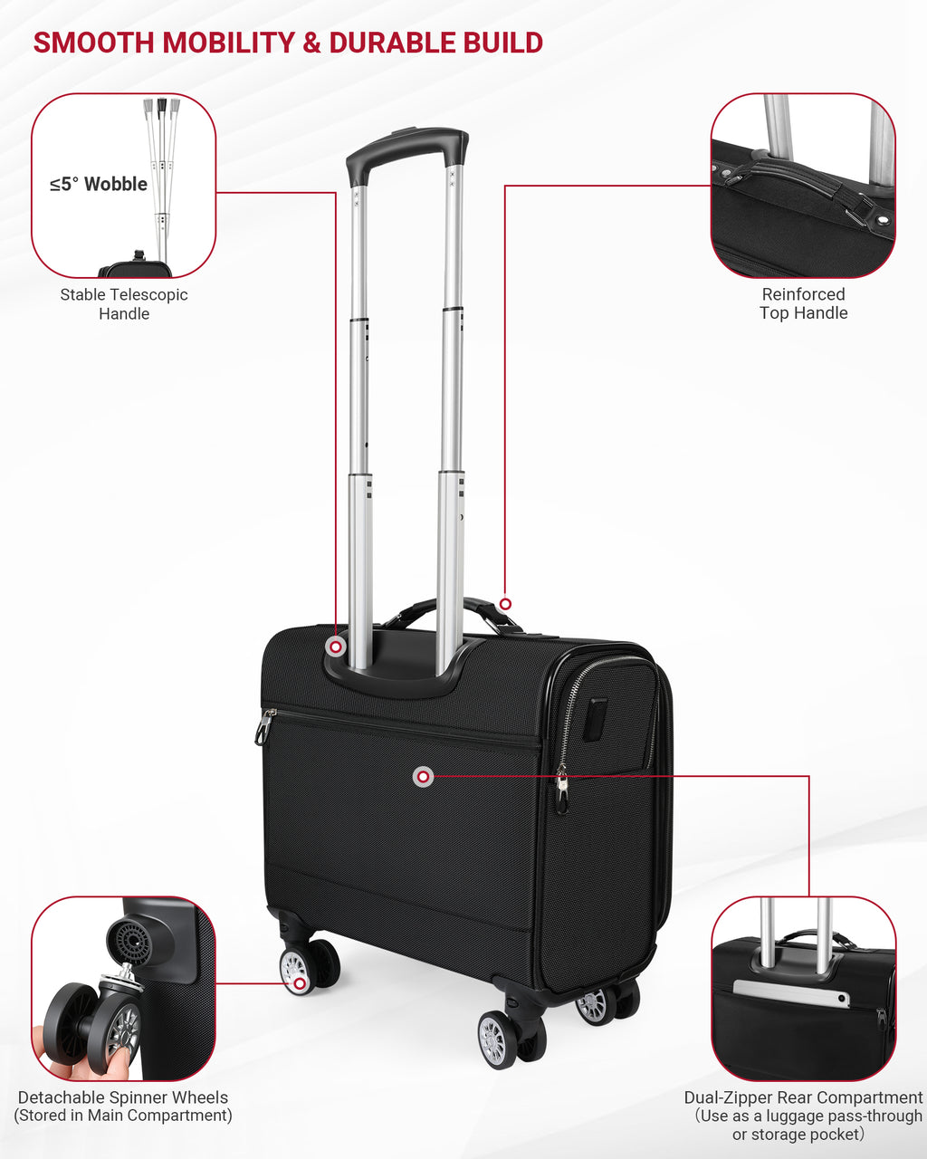 star cloud Rigid Frame Roling Laptop Bag on Wheels, Rolling Briefcase,Water Resistant Rolling Computer Bag for 18 Inch Laptop, Work Travel and Business