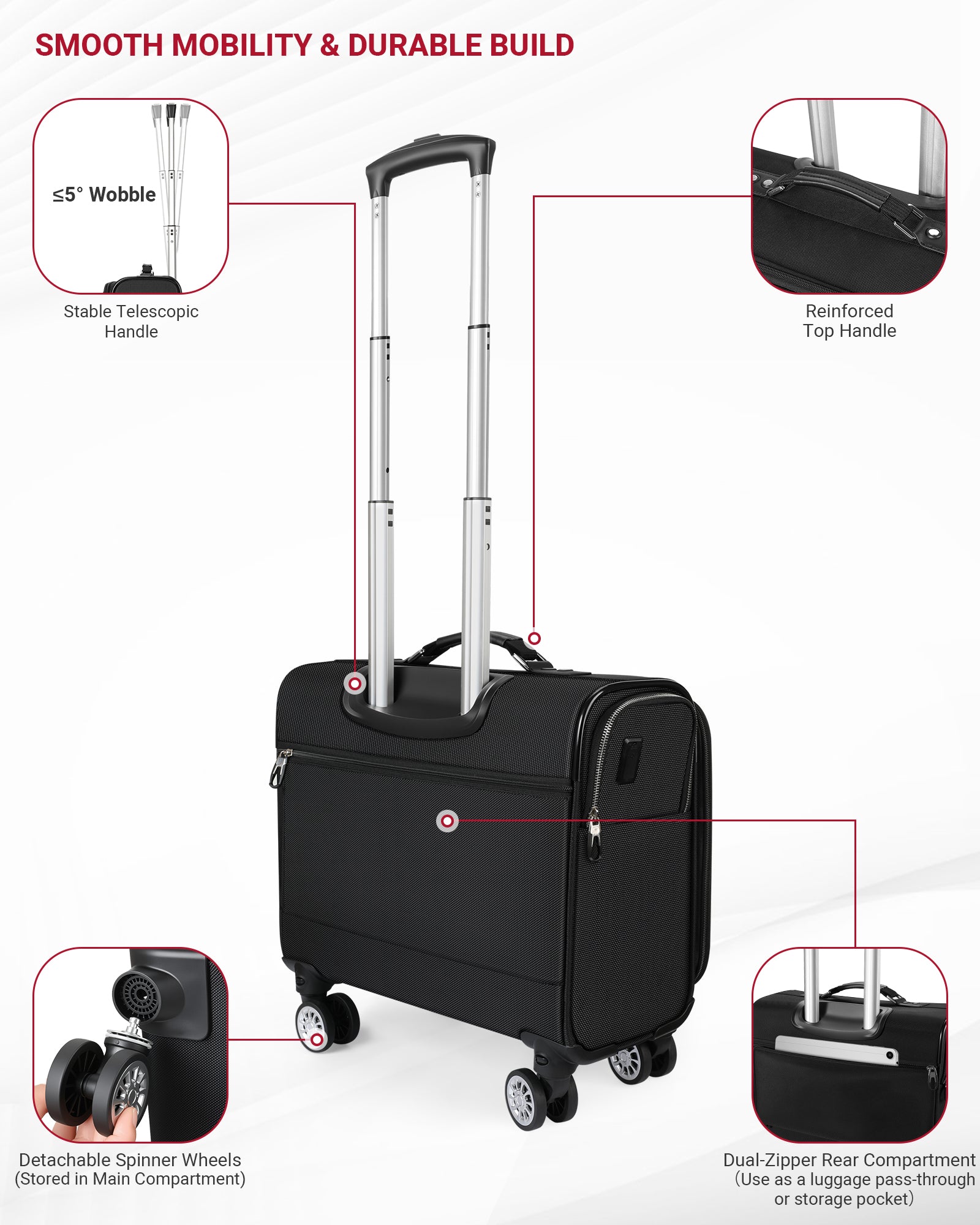 star cloud Rigid Frame Roling Laptop Bag on Wheels, Rolling Briefcase,Water Resistant Rolling Computer Bag for 18 Inch Laptop, Work Travel and Business