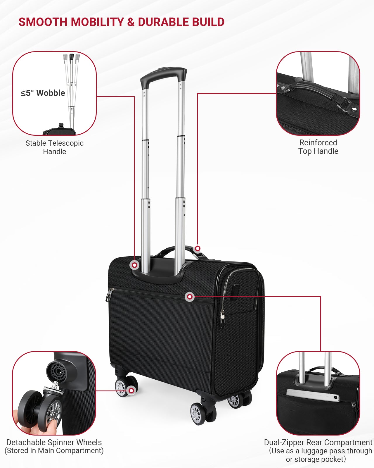 star cloud Rigid Frame Roling Laptop Bag on Wheels, Rolling Briefcase,Water Resistant Rolling Computer Bag for 18 Inch Laptop, Work Travel and Business