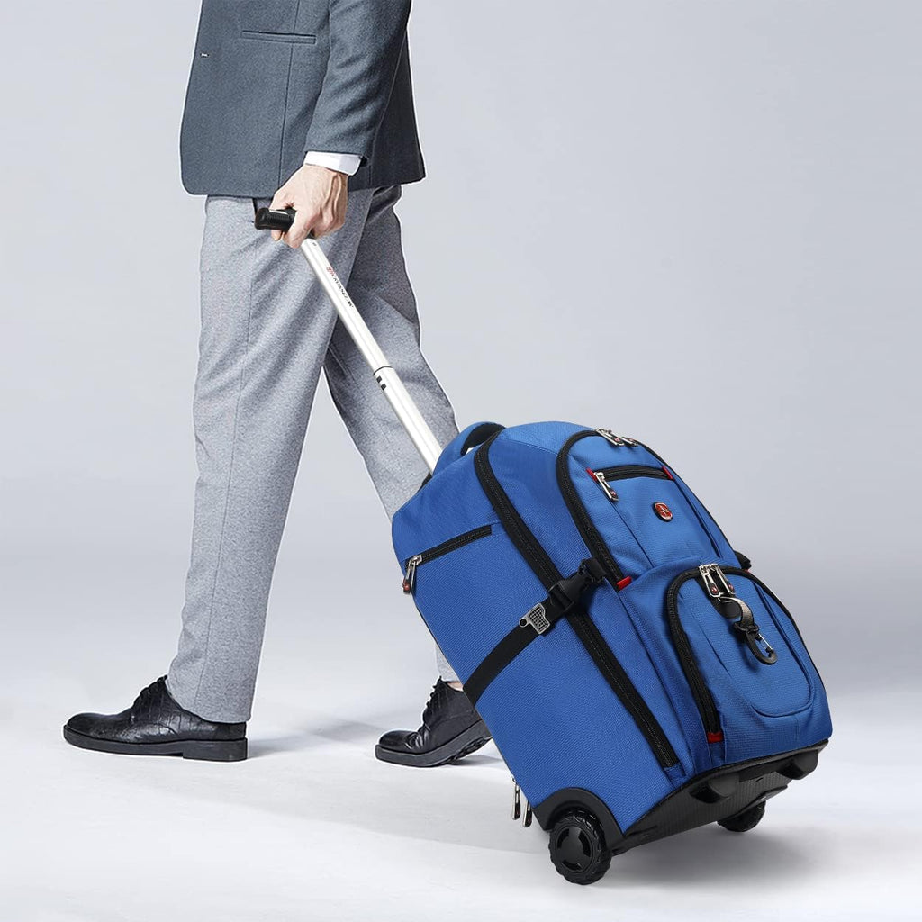 star cloud 21x14x9 Rolling Backpack with Wheels - Water-Resistant, 17.3" Laptop Compartment, Ideal Carry-On for Overnight Travel, College, Work - Wheeled Business Backpack for Adults