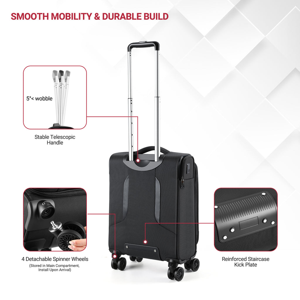 star cloud Carry On Luggage 22x14x9 Airline Approved, 22 Inch Rigid Frame Suitcases with Detachable Spinner Wheels, Softside Carry On Suitcase with USB&Type-C Ports,TSA Lock,Large Travel Luggage