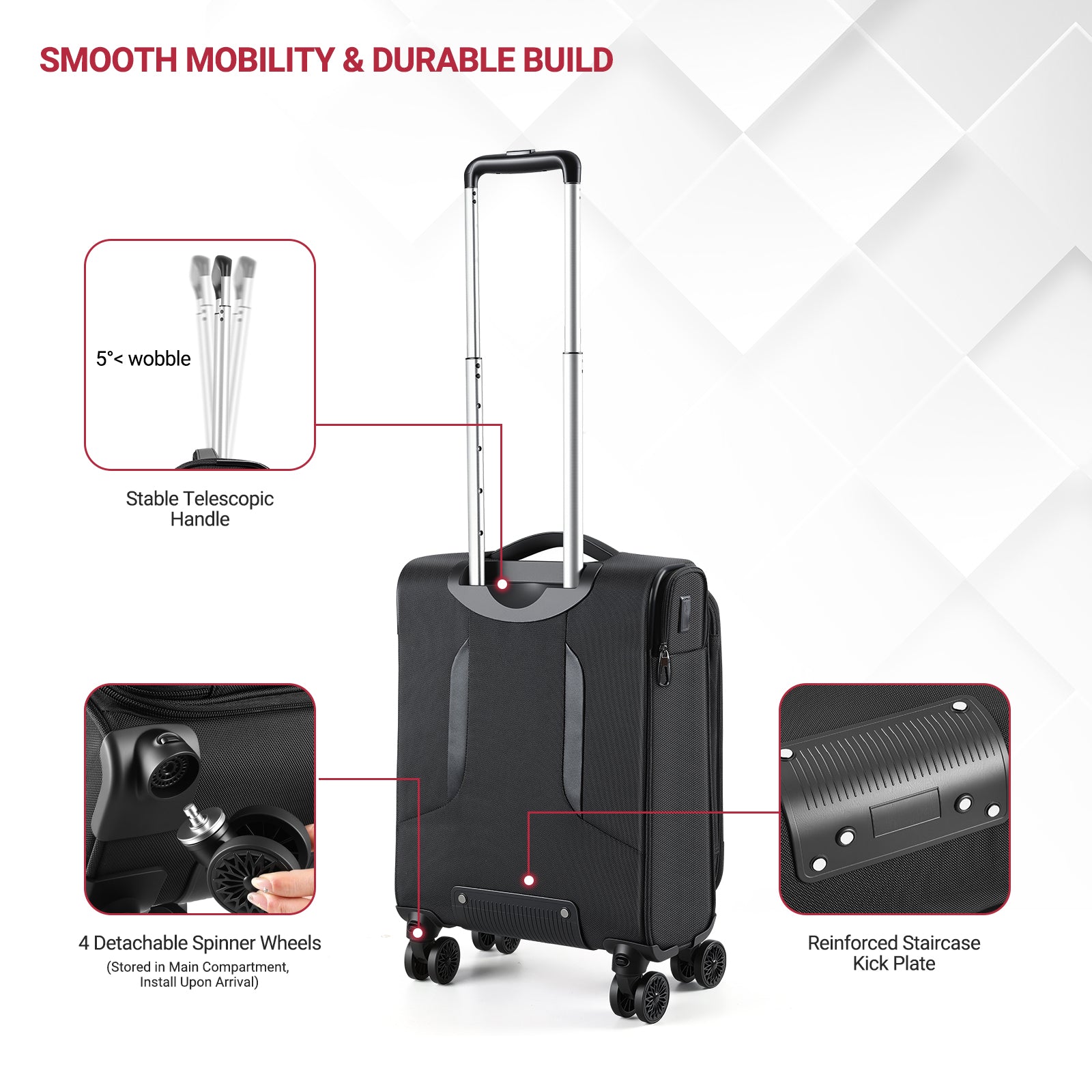 star cloud Carry On Luggage 22x14x9 Airline Approved, 22 Inch Rigid Frame Suitcases with Detachable Spinner Wheels, Softside Carry On Suitcase with USB&Type-C Ports,TSA Lock,Large Travel Luggage