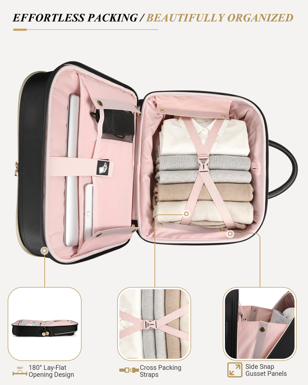 star cloud 4 wheel Rigid Frame Rolling Laptop Bag for Women