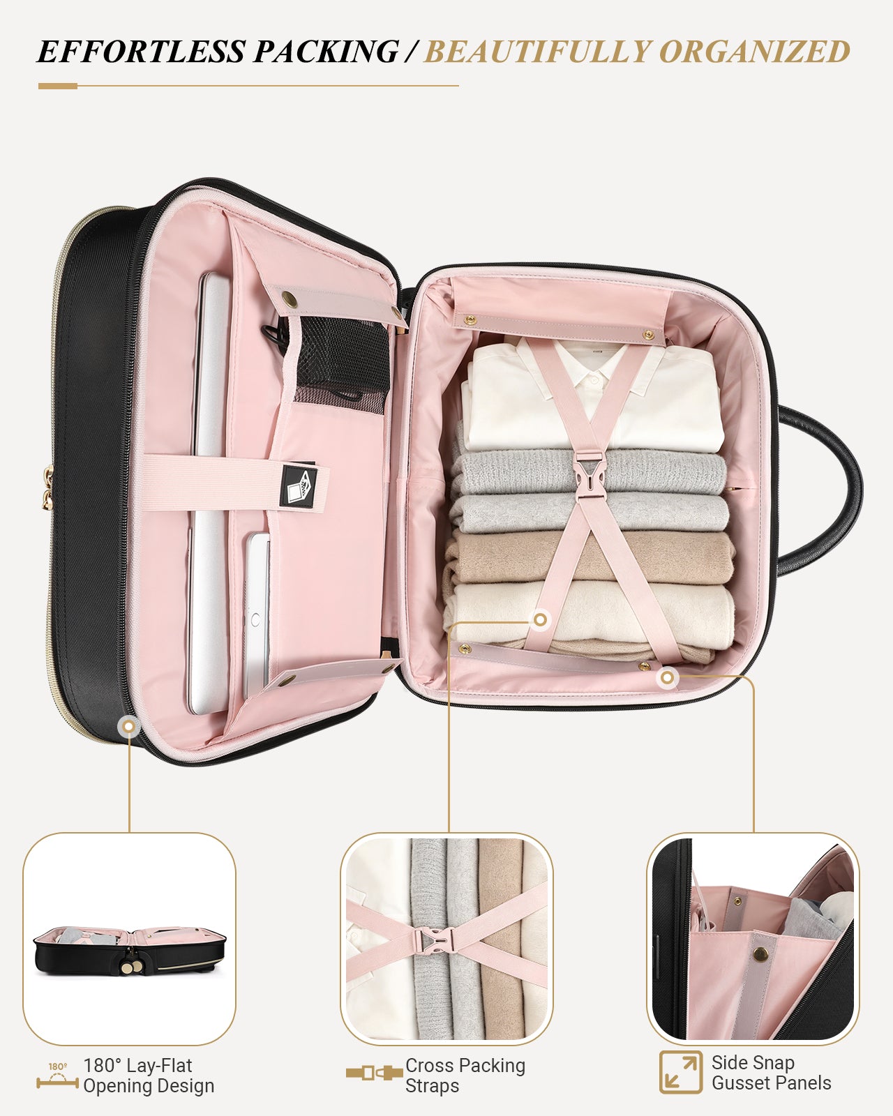 star cloud 4 wheel Rigid Frame Rolling Laptop Bag for Women