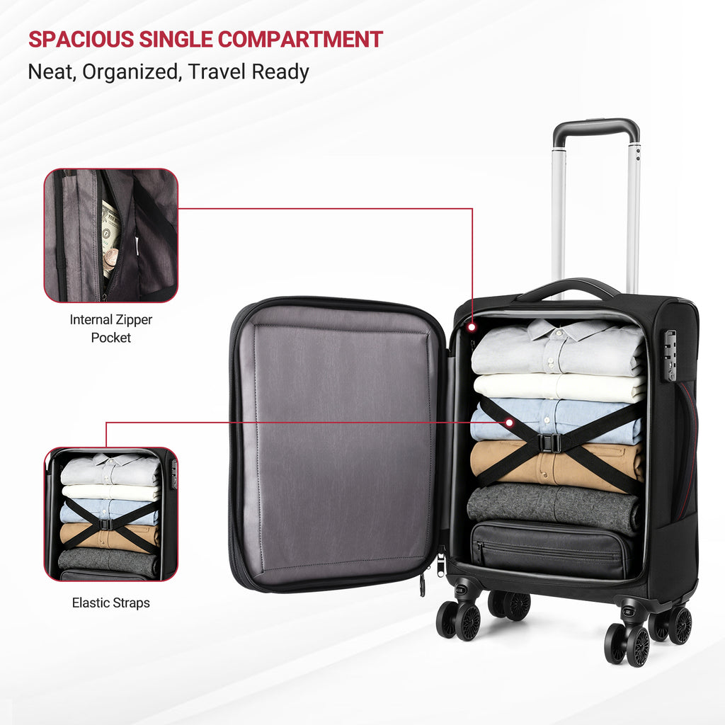 star cloud Carry On Luggage 22x14x9 Airline Approved, 22 Inch Rigid Frame Suitcases with Detachable Spinner Wheels, Softside Carry On Suitcase with USB&Type-C Ports,TSA Lock,Large Travel Luggage