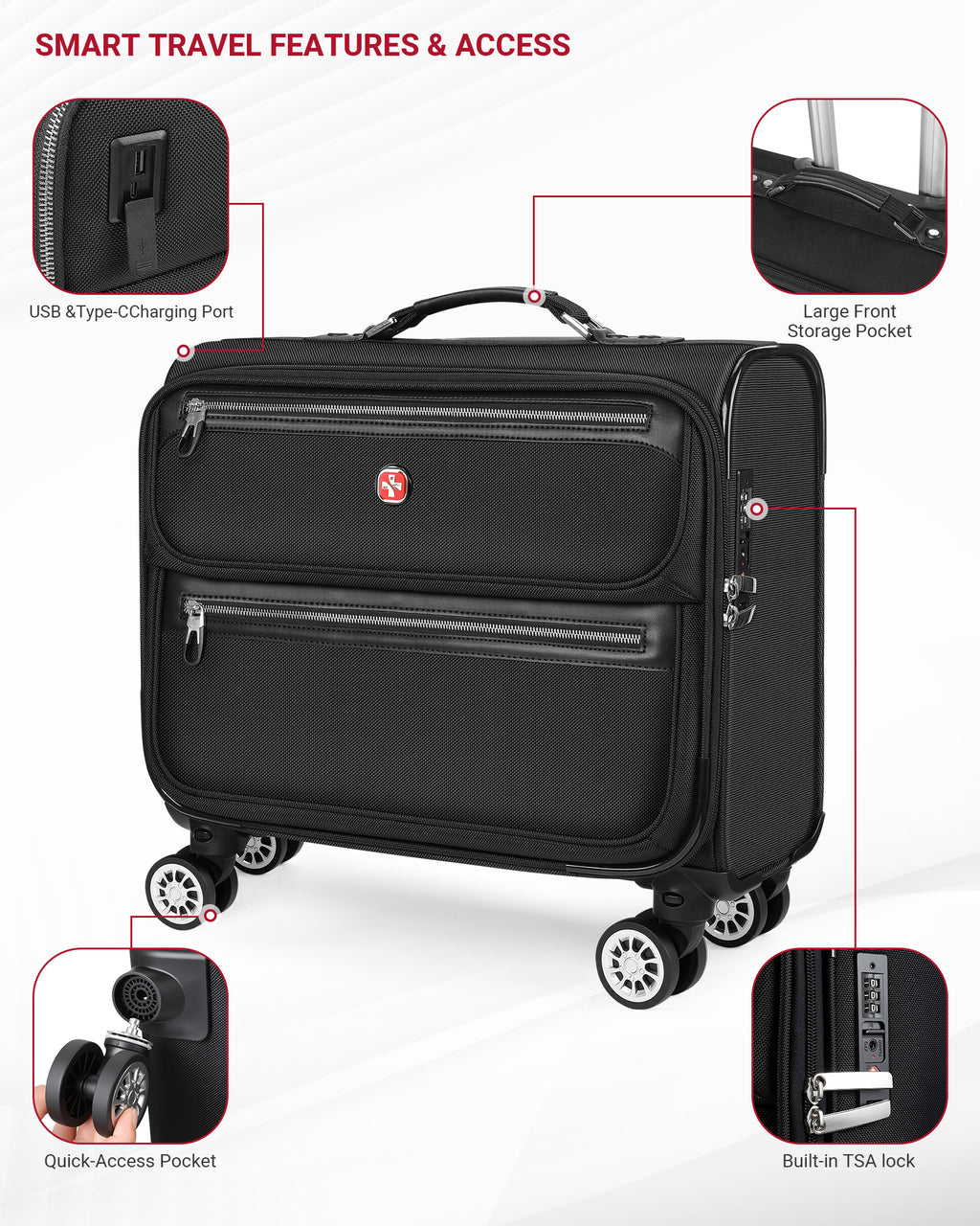 star cloud Rigid Frame Roling Laptop Bag on Wheels, Rolling Briefcase,Water Resistant Rolling Computer Bag for 18 Inch Laptop, Work Travel and Business
