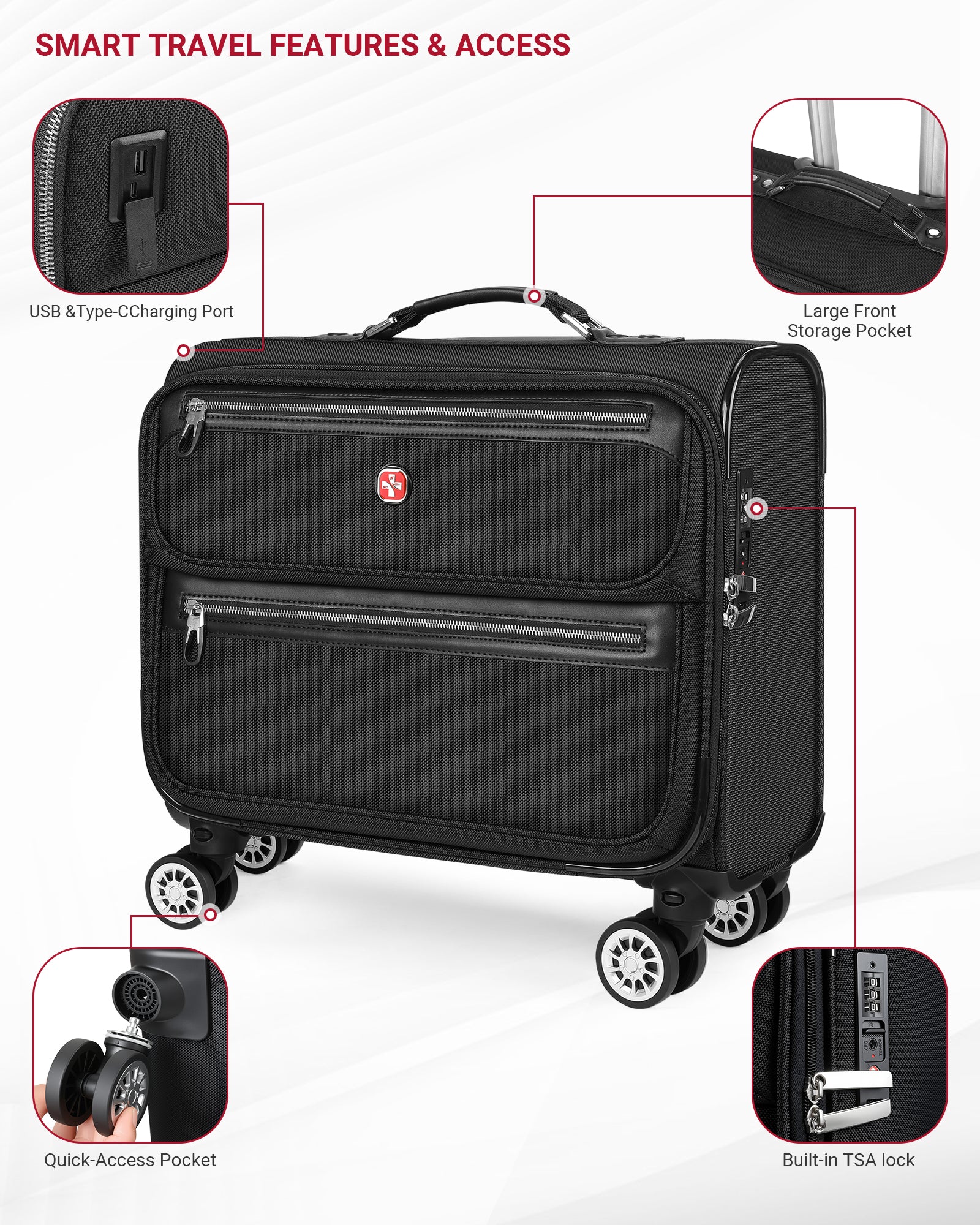 star cloud Rigid Frame Roling Laptop Bag on Wheels, Rolling Briefcase,Water Resistant Rolling Computer Bag for 18 Inch Laptop, Work Travel and Business