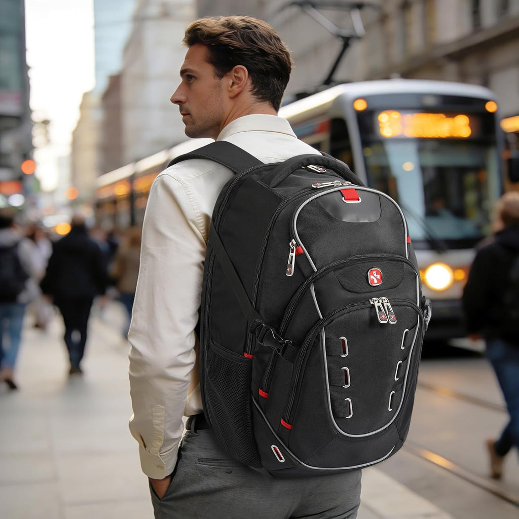 star cloud 17.3 Inch Laptop Backpack for Men, Travel Laptop Backpack with USB & Type-C Charging, TSA Friendly Carry On Business Backpack, Large Utility Tech Backpack for Work and Travel