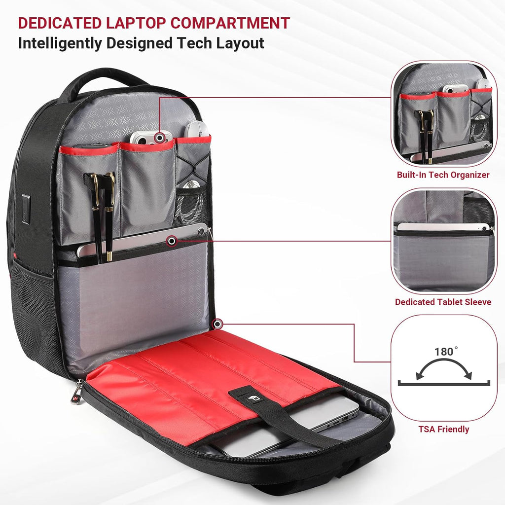 star cloud 17.3 Inch Laptop Backpack for Men, Travel Laptop Backpack with USB & Type-C Charging, TSA Friendly Carry On Business Backpack, Large Utility Tech Backpack for Work and Travel