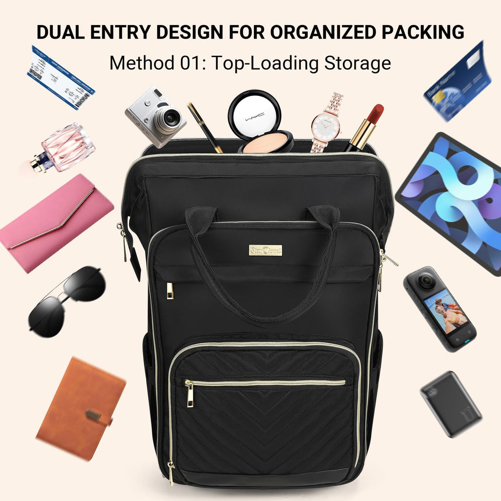 Star Cloud Rolling Backpack for Women, Dual-Opening Carry On Backpack with Wheels, Wheeled Laptop Backpack with Lock, USB & Type-C Charging Port, Softside Roller Backpack for Travel College Business Work