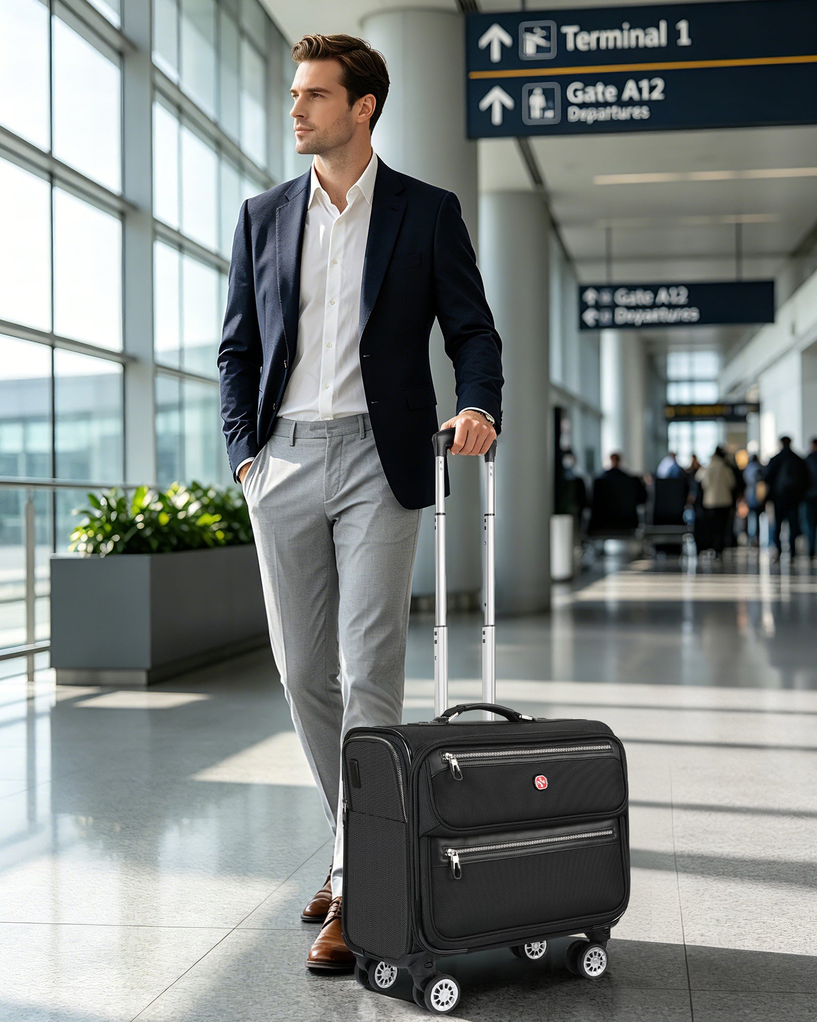 star cloud Rigid Frame Roling Laptop Bag on Wheels, Rolling Briefcase,Water Resistant Rolling Computer Bag for 18 Inch Laptop, Work Travel and Business