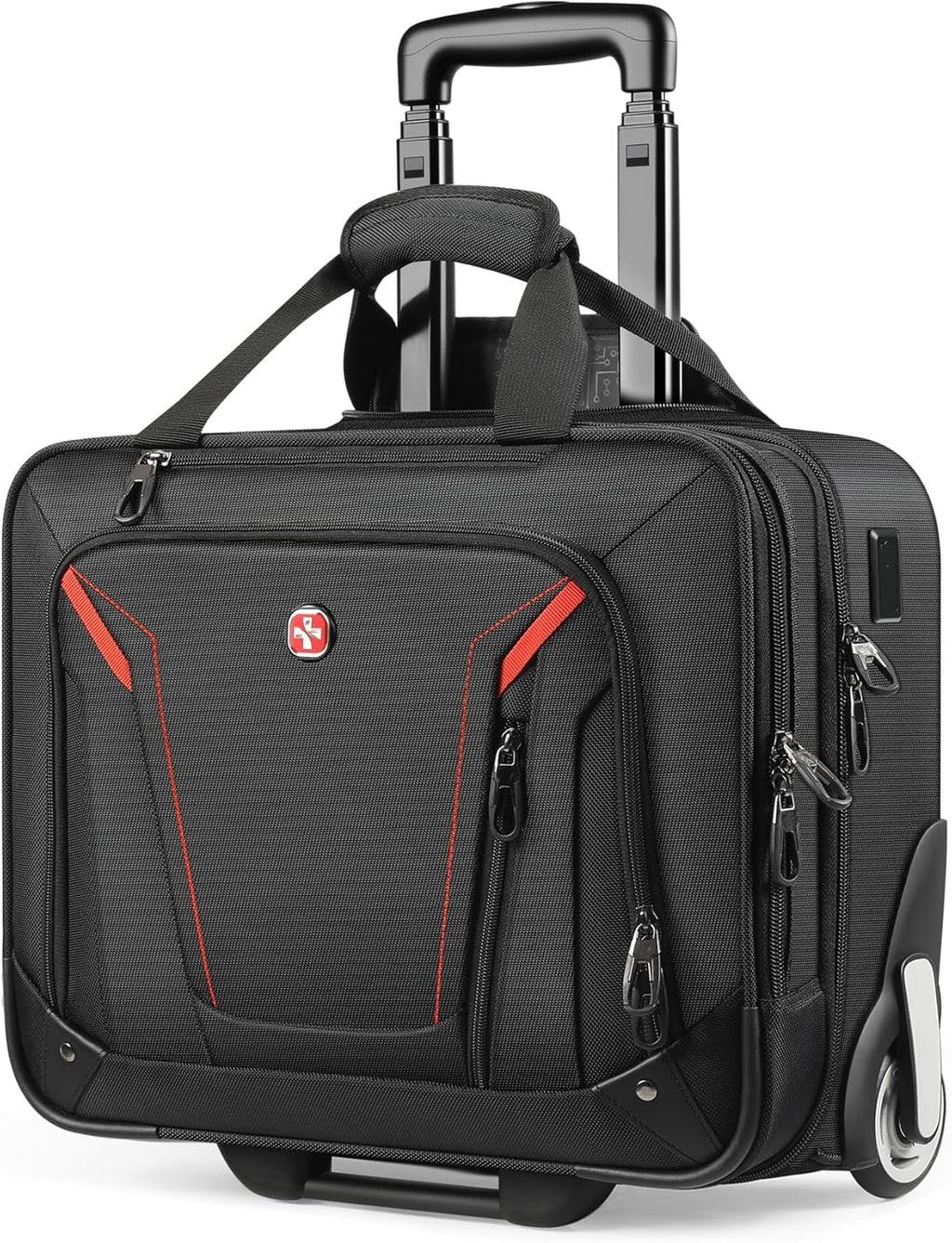 star cloud Rigid Frame Rolling Laptop Bag 18"×14"×8", Water-Resistant Rolling Briefcase with Wheels, Business Travel Computer Bag, Underseat Carry-on Luggage for Men & Women