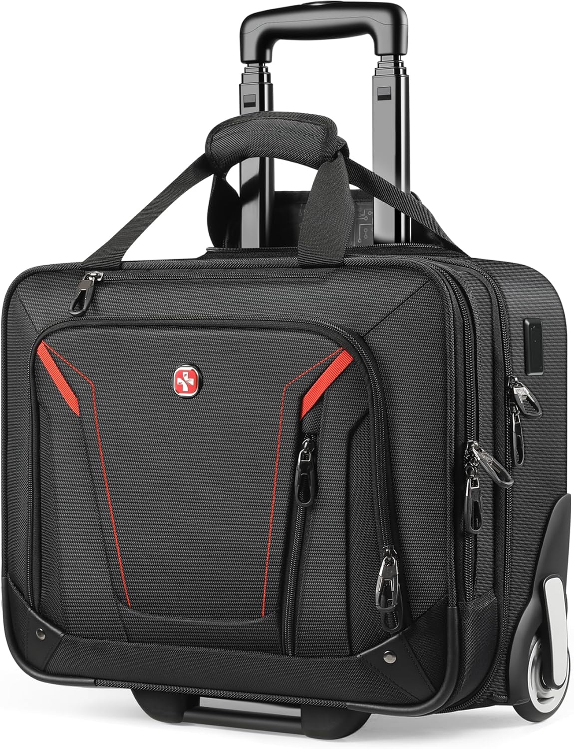 star cloud Rigid Frame Rolling Laptop Bag 18"×14"×8", Water-Resistant Rolling Briefcase with Wheels, Business Travel Computer Bag, Underseat Carry-on Luggage for Men & Women