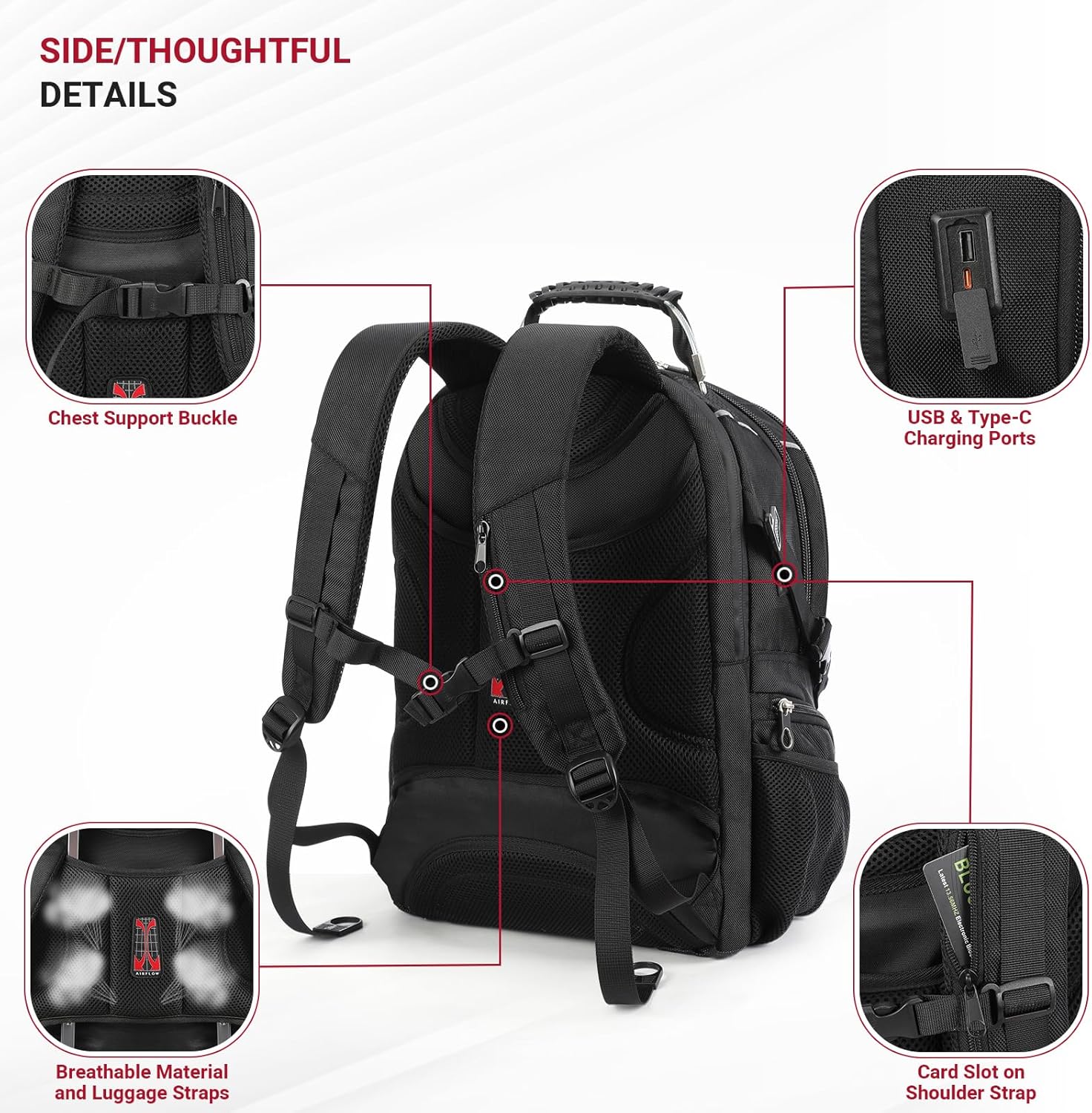 Star Cloud Business Travel Laptop Backpack 17 Inch, USB Type-C Charging Carry On Backpack with Anti-Theft Lock, Large Capacity Multi-Compartment Tech Backpack for Work, Commute & Travel
