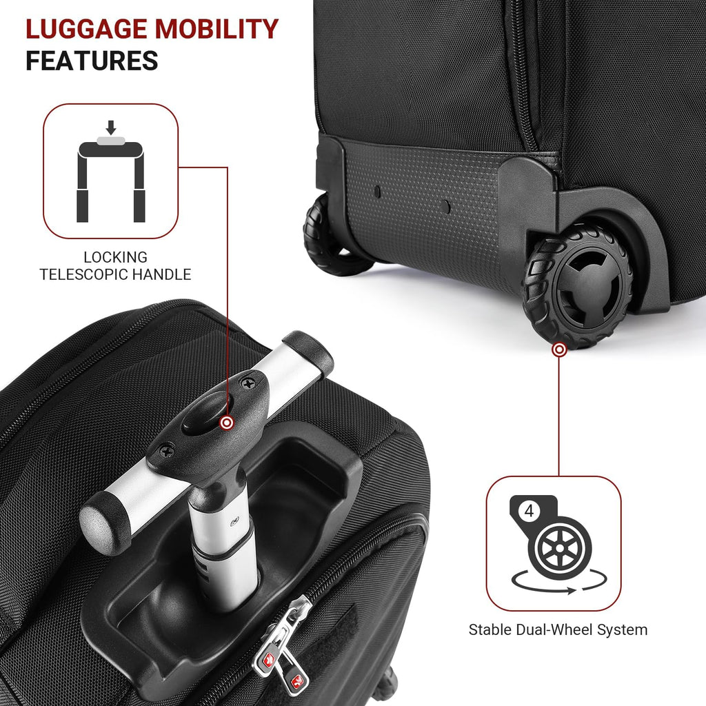 star cloud Rolling Backpack with Wheels, USB & Type-C Charging Ports, 21x14x9, Water-Resistant, 17.3" Laptop Compartment, EVA Material, Wheeled Business Backpack for Travel, Work, College