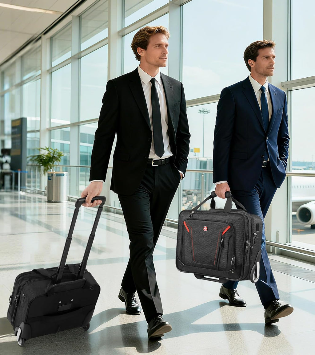 star cloud Rigid Frame Rolling Laptop Bag 18"×14"×8", Water-Resistant Rolling Briefcase with Wheels, Business Travel Computer Bag, Underseat Carry-on Luggage for Men & Women