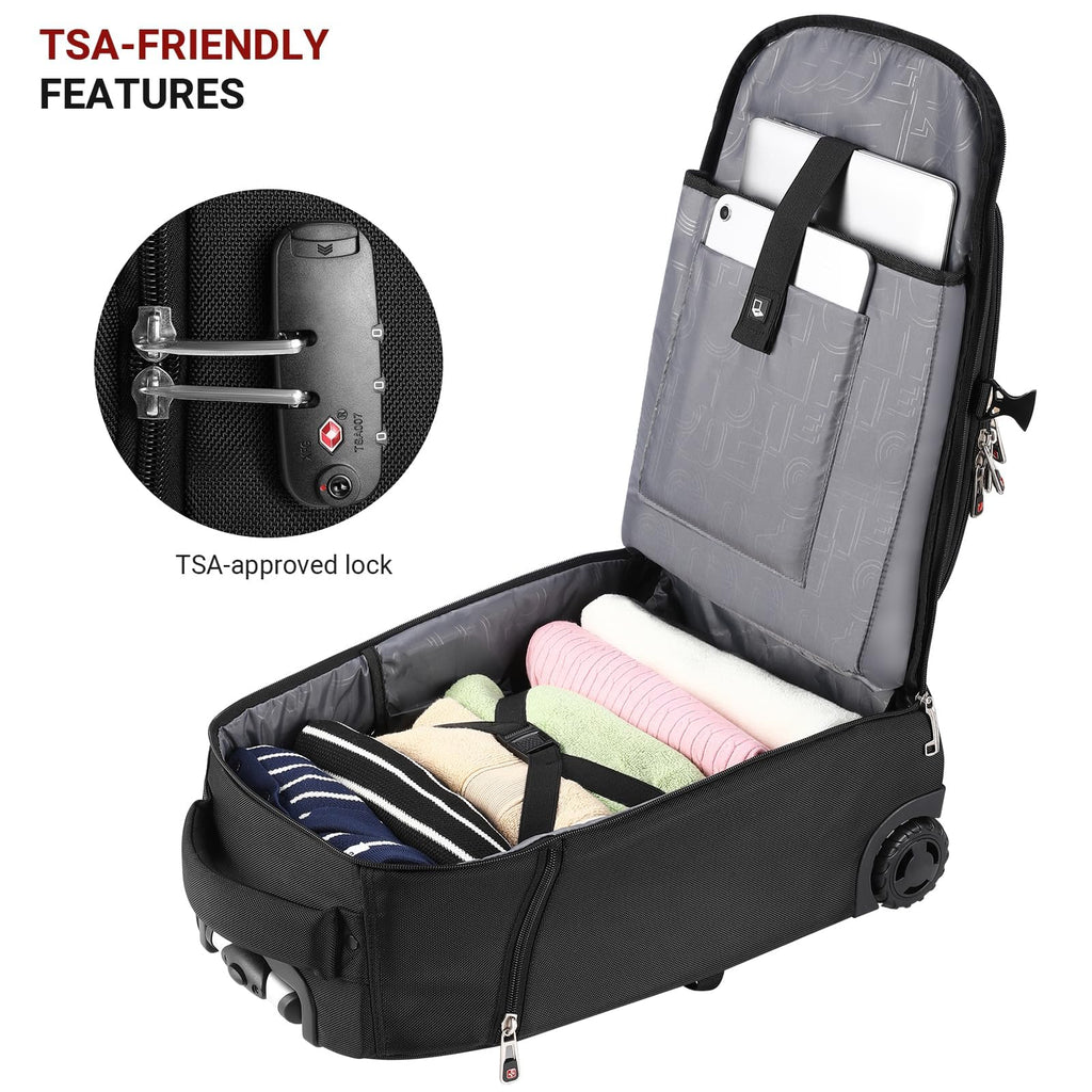 star cloud Rolling Backpack with Wheels, USB & Type-C Charging Ports, 21x14x9, Water-Resistant, 17.3" Laptop Compartment, EVA Material, Wheeled Business Backpack for Travel, Work, College