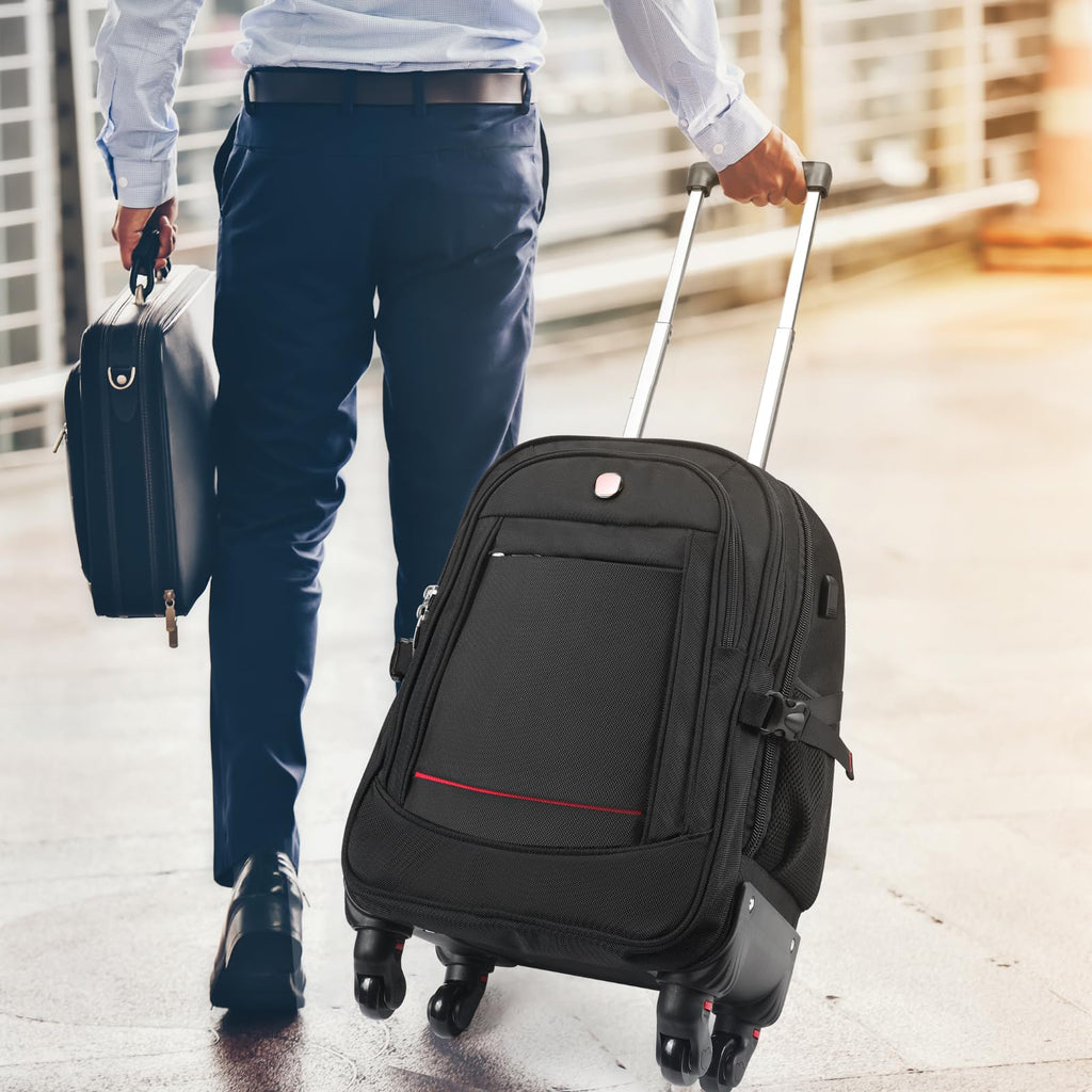 star cloud 18-inch + 24-inch Checked Backpack Combo Set Large Rolling Backpack Travel Commute Bag, Carry on Luggage Trolley Suitcase